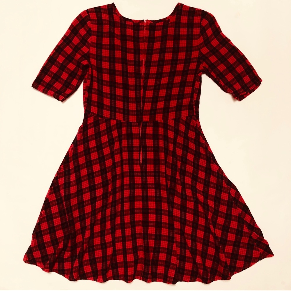 Girls Old Navy Red and Black Plaid Skater Dress - Picture 3 of 4